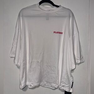 Missguided White and Red Oversized Tee